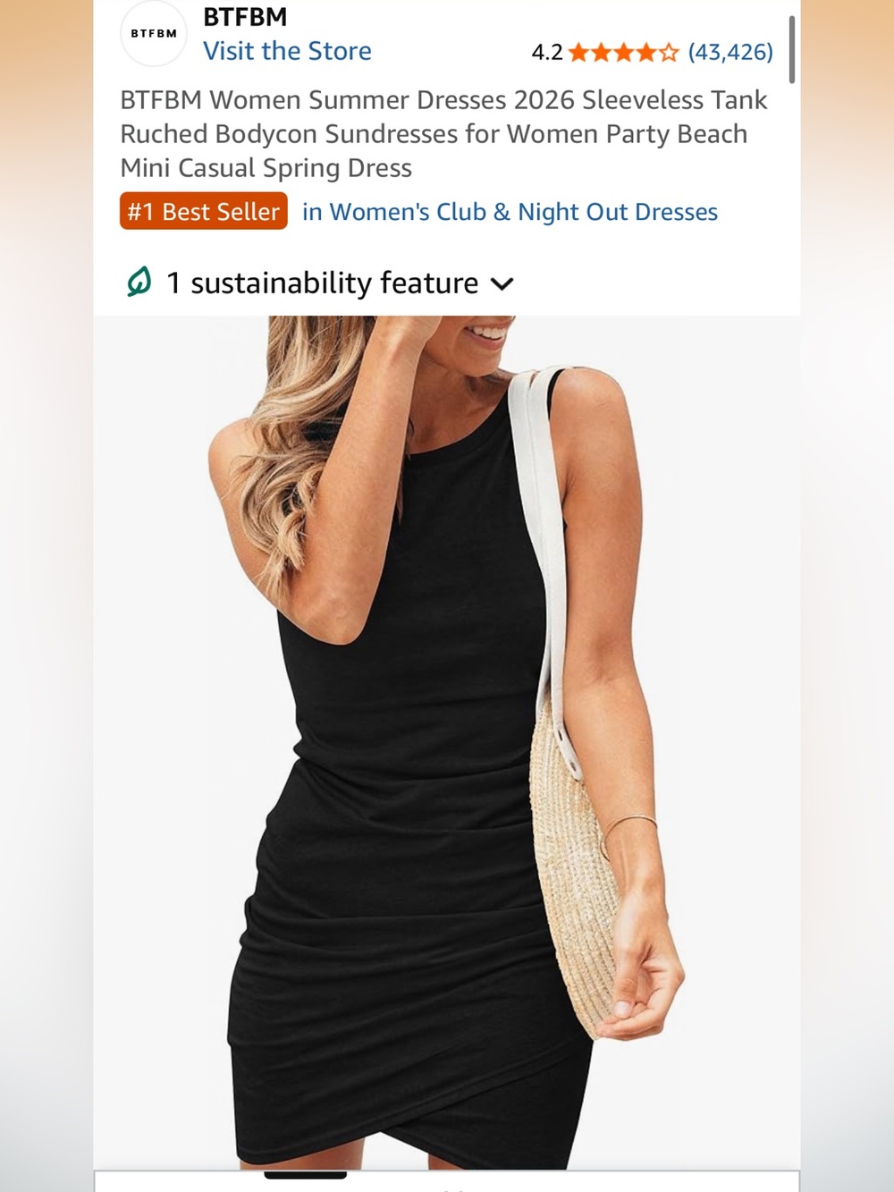 NWT Black Cotton Mini Dress